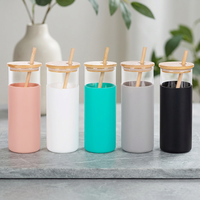 Gobelets en verre personnalisés de 500 ml avec couvercle et paille – Tasses à café, tasses de bureau, articles de boisson pour eau, jus, thé