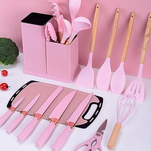 Ensemble d'ustensiles de cuisine populaires 19 pièces en silicone avec spatule, louche et support - Product Image 2