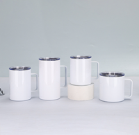 Mug à sublimation 12oz 14oz 16oz 24oz avec poignée, double paroi isolée sous vide, en acier inoxydable 304, avec couvercle hermétique