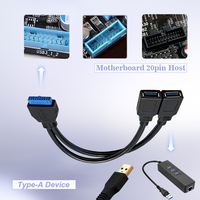 Cable USB 3.0 de 20 pines para placa base de 25 cm, con 2 puertos USB 3.0 hembra para panel frontal, precio de fábrica al por mayor