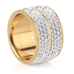 New Design Wood Box Binder Islamic Rings Diamond Stainless Steel Ring