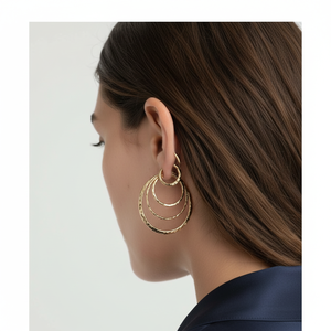 <b>Large</b> Gold Plated Tube <b>Hoops</b> Trendy Bohemian Geometric Earrrings Zircon Pearl Diamond Main Stones for Parties Religious - Product Image 1