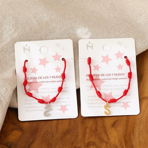 Bracciale in acciaio inossidabile a sette nodi con ciondolo a forma di lettera S per protezione, gioiello alla moda. - Product Image 3