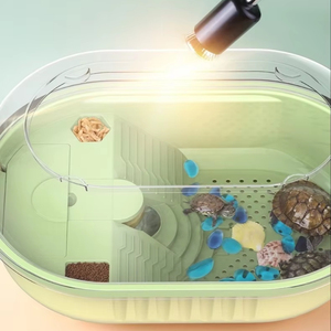 Réservoir panoramique 360° en ABS pour tortues, avec conception écologique, séparation des excréments et débit en cascade pour tortues aquatiques et semi-aquatiques - Product Image 3