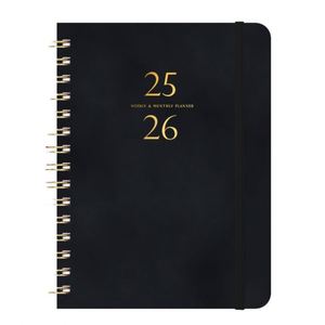 A5 Strap Spiral Leather <b>Notebook</b> Hardcover <b>Daily</b> & Weekly <b>Planner</b> Essential for Study & Office Planning Back-to-School Must-have - Product Image 2