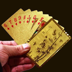 Venta al por mayor de naipes de lámina de oro <span class=keywords><strong>Rich</strong></span> Man Gold Golden Plastic Naipes impermeables naipes duraderos - Product Image 3