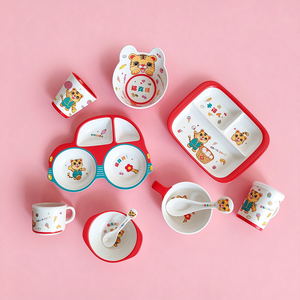 Juego de Platos de Dibujos Animados para Niños, Hecho de Material de <span class=keywords><strong>Melamina</strong></span> de Grado Alimenticio, <span class=keywords><strong>Resistente</strong></span> a Caídas y Duradero - Product Image 4