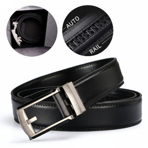 เข็มขัดอัตโนมัติหนังวัวขนาดใหญ่28-45นิ้วสำหรับผู้ชายเข็มขัดคาดเอวแบบคลิกเดียวลำลองพร้อมกล่องของขวัญ - Product Image 1