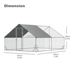 10x13FT Large Walk-in Metal Galvanized Hen Duck Chicken Coop House <strong>for</strong> Outdoor Backyard Farm - Product Image 2