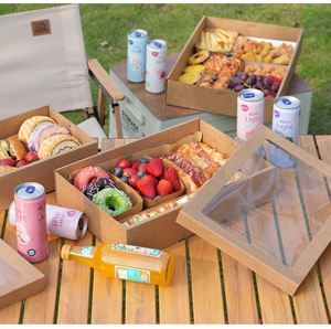 Takeaway Bakery Box Cookie Sandwich Cake Pastry Dessert Box Camping Picnic Kraft Paper <b>Window</b> Pastry Boxes for Charcuterie - Product Image 3