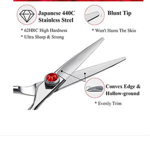 Ciseaux plats professionnels Inoue Kajo KO-6.0 de 4,5 pouces en acier inoxydable, tête droite, pierre précieuse rouge - Product Image 3