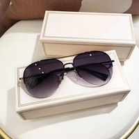 Lunettes de soleil NYY vintage colorées à demi-cadre ovale en métal, protection UV400, monture rétro petite, unisexe, lunettes de mode, logo personnalisé