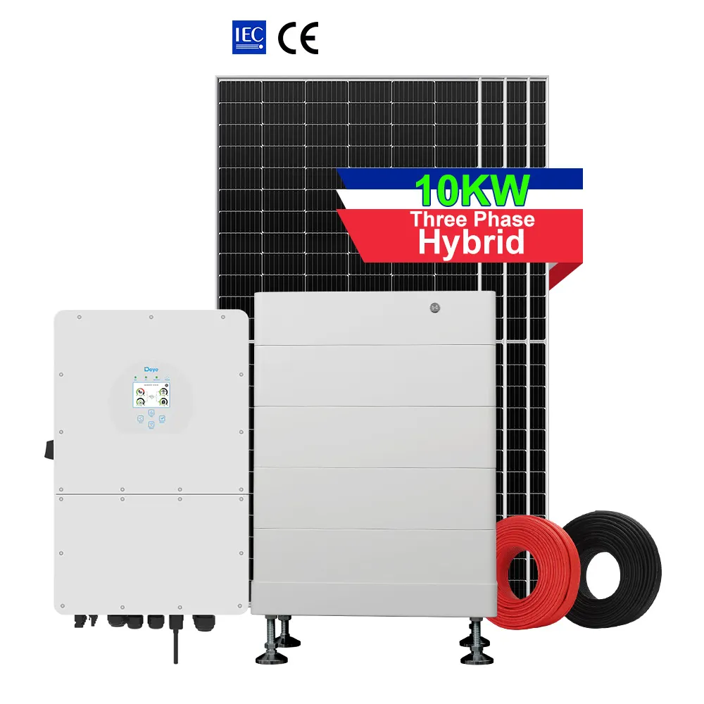 Sistem Panel surya hibrida, lengkap 8 kw 10 kw 12kw 15kw sistem penyimpanan energi baterai Lithium untuk rumah