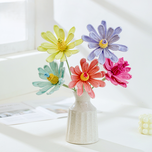 <span class=keywords><strong>Flor</strong></span> Artificial Tejida a Mano, Crisantemo, Lirio, Seda Premium, Crochet Floral, Decoración Creativa para el Hogar, Escritorio, Interior - Product Image 2