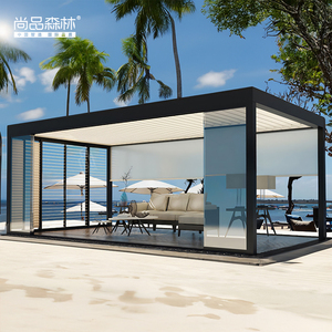 Pavillon de luxe bioclimatique jardin persienne <span class=keywords><strong>toit</strong></span> extérieur résistant aux intempéries en aluminium télescopique arc électrique porte <span class=keywords><strong>tonnelle</strong></span> - Product Image 2