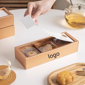Cá nhân tùy biến in ấn quà tặng 3 lưới Cookies hộp nâu kraft giấy trượt MOONCAKE Pastry Biscuit hộp với xử lý - Product Image 1