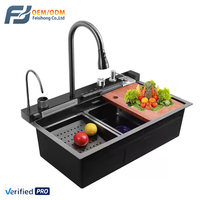 Évier de cuisine multifonctionnel de luxe moderne FSH OEM avec robinet intelligent et lave-vaisselle intégré en acier inoxydable