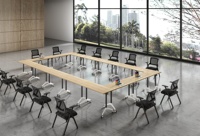 Table de formation moderne LIWEI à plateau rabattable et chaises pliantes à roulettes pour 4 personnes – Mobilier de bureau et de salle de conférence