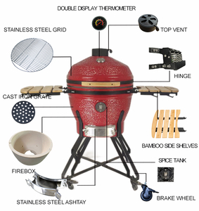 Gril en céramique d'arrière-cour extérieur de 24 pouces fumeur Kamado vente en gros Pit patron Parrila énorme Barbecu Allemand chariot à Cocktail fumeur - Product Image 6