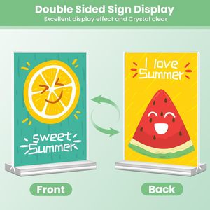 Support de présentation en acrylique transparent A4 en forme de T, cadre <span class=keywords><strong>photo</strong></span> double face, porte-panneau de table, résistant à l'eau, anti-UV/écran soyeux - Product Image 3