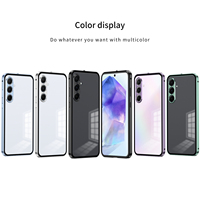 Coque de protection magnétique élastique en métal avec pare-chocs pour Samsung Galaxy A15 A25 A55 A53 A54 S23 FE, avec protection d'objectif en PC dépoli et coque arrière