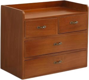 Organizador de Escritorio de Madera con 4 Cajones, Organizador de Almacenamiento Multifuncional <span class=keywords><strong>para</strong></span> Mesa o Encimera - Product Image 1