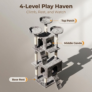 <strong>Large</strong> <strong>Cat</strong> <strong>Tree</strong> with Sisal Post Integrated Jumping Platform <strong>Cat</strong> <strong>Climbing</strong> &amp; <strong>Cat</strong> House - Product Image 4