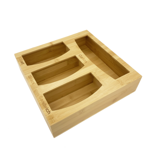 Kitchen Wooden Drawer Organizer Box Plastic Foil Packing Dispenser Bamboo Storage Bag Ziplock Bag