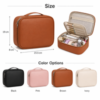 Nouvelle Trousse de Maquillage Portable Grande Capacité en PU avec Fermeture Éclair, Sac de Voyage pour Pinceaux et Cosmétiques
