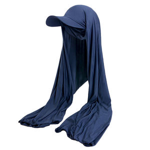 Protector solar Hijab accesorios para <span class=keywords><strong>el</strong></span> cabello gorras de verano con capa Hijab visera gorra de béisbol musulmana con bufanda de malla para mujer <span class=keywords><strong>Jersey</strong></span> bufanda - Product Image 2