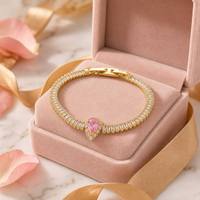Bracelet en cristal CZ étincelant avec fermoir pliant, bijoux élégants, charme rond, ellipse, cœur, bracelet tennis pour femmes
