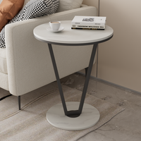 Table d'appoint créative pour petit appartement, style minimaliste de luxe léger, table basse ronde en ardoise pour salon d'angle