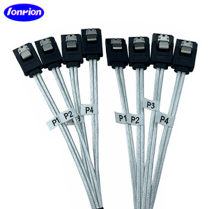 Ionrion 4Sata To 4Sata Silver <b>Cable</b> Braided Mesh <b>Computer</b> Hard Drive Data <b>Cable</b> SATA Interface Copper Wire - Product Image 3