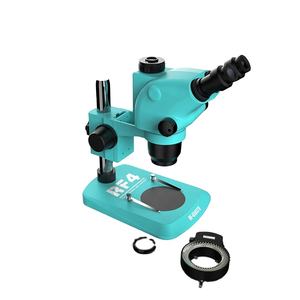 <span class=keywords><strong>Microscope</strong></span> stéréoscopique trinoculaire à <span class=keywords><strong>zoom</strong></span> synchrone RF6565TV 6,5X à 65X avec éclairage LED 144 pour téléphone, bijoux, soudure - Product Image 1