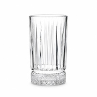 Verre Highball 445 ml, corps à facettes taillées en forme de coin, coupes verticales pointues, verre à eau transparent à base diamantée croisée