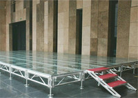 Podium de scène en verre acrylique transparent de 1,22 x 1,22 m, en aluminium, pour concerts en plein air, événements, danse, plateforme de scène pour piscine