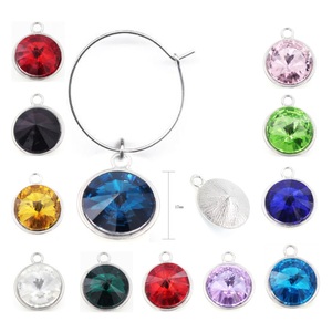 Kleurrijke Geboortesteen Wijnglas Bedels Met 20/<span class=keywords><strong>25</strong></span>/30/35Mm Ringen Draad Hoepels Drinkmarkers Feestbenodigdheden Oorbellen - Product Image 4