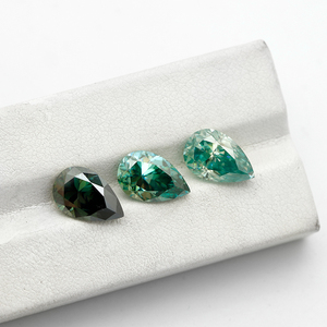 Piedras Sueltas de Moissanita Creadas en Laboratorio con Certificación GRC, Forma de Pera, Verde Oliva, Pulimentadas, de 4x6-10x14mm para la Fabricación de Pendientes - Product Image 4