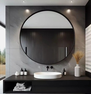 Gran oferta, espejo de pared de Metal de aluminio pequeño de 50cm <span class=keywords><strong>para</strong></span> sala de estar, espejo de maquillaje de cristal de estilo moderno personalizado - Product Image 4