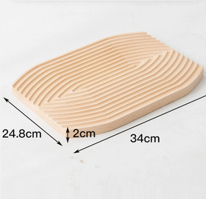 Bandeja de Madera con Textura Ondulada, Plato Irregular de Madera para Servir Comida, Tabla de Exhibición para Té de la Tarde, Aperitivos, Postres, Pan, Decoración de Mesa - Product Image 2