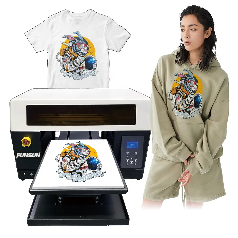 Funsun China Made Direct Sale Double i3200 4720 Industrial Heads Digital DIY Direct to Garment DTG Printer For Any Color Tshirt