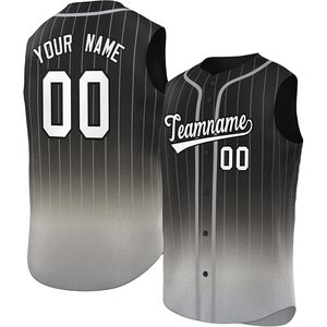 Camiseta de béisbol sin mangas personalizada, con nombre y número, con franjas degradadas, unisex, que absorbe la humedad - Product Image 1