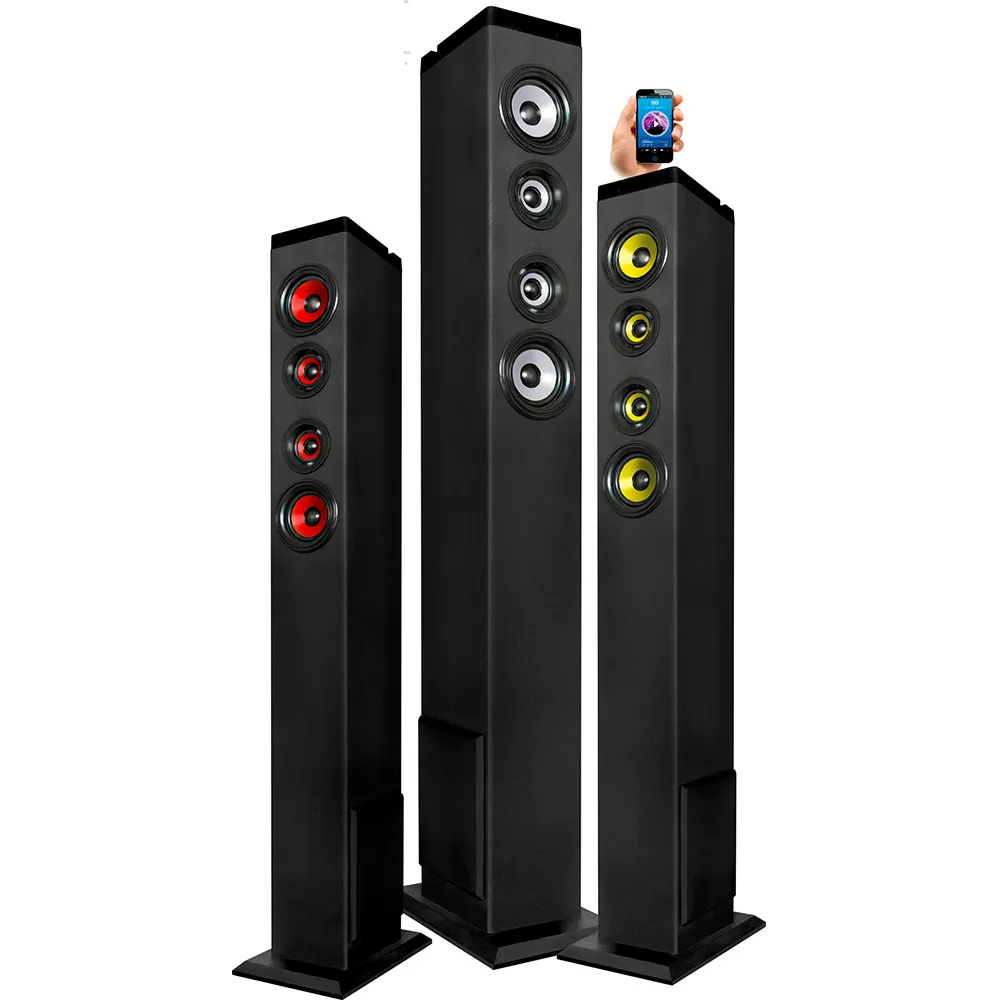 MP3 Playback USB SD Card Slots MDF Wooden Speakers 40W Portable Sound Box Wood Tower Speaker
