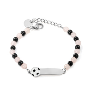 Soccer <b>Ball</b> Charm <b>Bracelet</b> Black Pink Beaded Women's Jewelry Gift Zinc Alloy Fashion <b>Bracelet</b> - Product Image 3