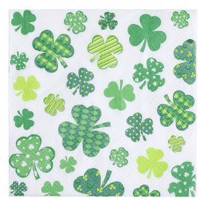 Printed Clover Pattern Paper Napkins 250mmx250mm For Themed Party Disposable Tableware - Product Image 3