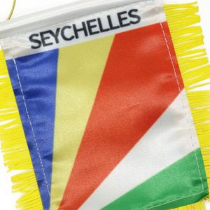 Bandera Miniatura Personalizada para Automóvil de las Seychelles, en Satén, Poliéster y Plástico con Borlas Amarillas, Impresión Digital - Product Image 5