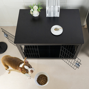 Modern Black Metal Pet Cage Rectangle Indoor Dog <b>Enclosure</b> Dual Lock Easy Cleaning Solid Design for Dogs - Product Image 3