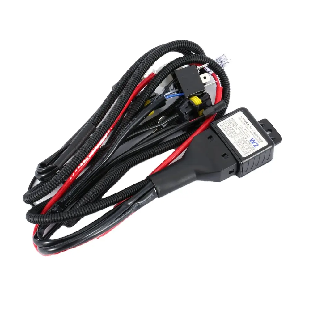 Hi/Lo-arnés de cables de relé de batería HID, arnés de Cableado Universal para faro delantero de coche, de xenón, 35W y 12V