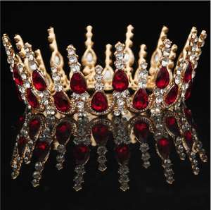 Pembe/altın/gümüş kristal Tiaras barok yuvarlak taç klasik kraliyet kraliçe kral kron Diadem balo düğün saç takı aksesuarları - Product Image 4