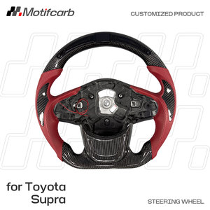 Volante de Fibra de Carbono LED Personalizado con Empuñaduras de Cuero Rojo para Toyota GR Supra 2.0 3.0 A90 A91 2018-2026, Mejora del Interior - Product Image 2